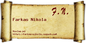 Farkas Nikola névjegykártya